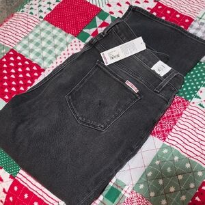Hudson Black Denim High Rise Bootcut Crop Jeans